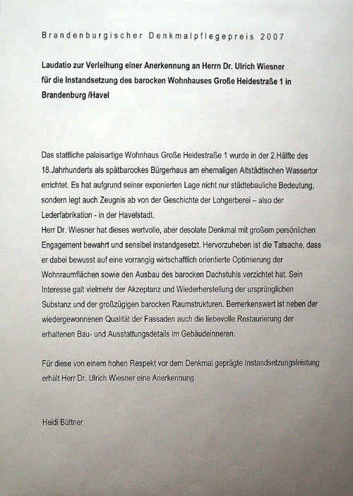 Scan: Laudatio zur Urkunde.